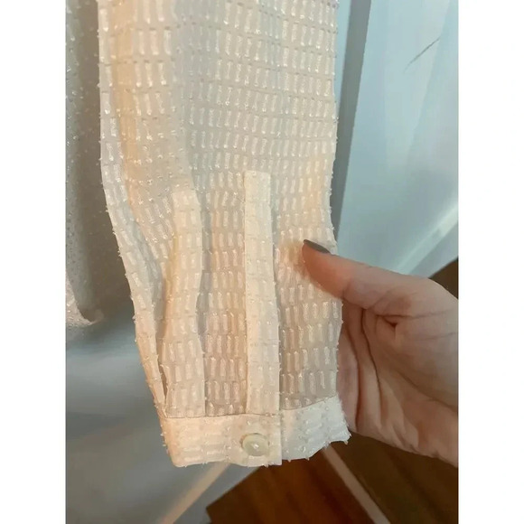 Nanette Lepore Semi-Sheer Textured Silk Blend Ruffled Front Blouse, sz 2 - Picture 5 of 8